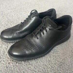 Cole Haan Men's 2.ZERØGRAND Laser Wingtip Oxford Shoes Black Leather- Sz 8.5 EUC